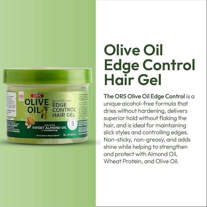 ORS Olive Oil Edge Control Hair Gel Infused with sweet Almond Oil 4 oz