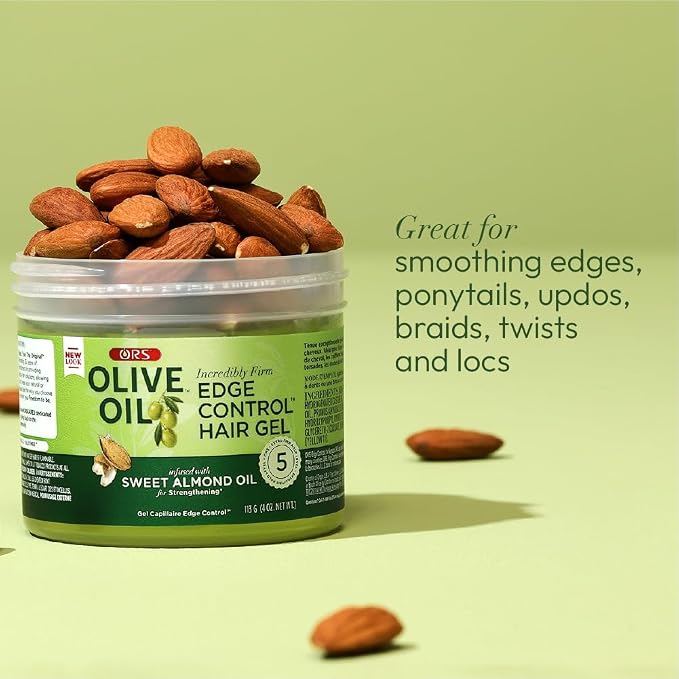 ORS Olive Oil Edge Control Hair Gel Infused with sweet Almond Oil 4 oz