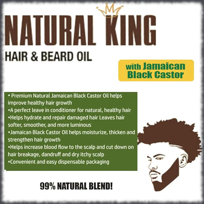 Difeel Natural King Pro-Growth Hair & Beard Oil with Jamaican Black Castor Oil 7.1 oz