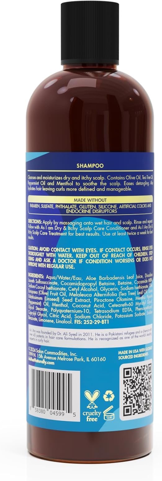 As I Am Dry & Itchy Scalp Care Shampoo With Olive Oil, Tea Tree Oil & Peppermint Oil