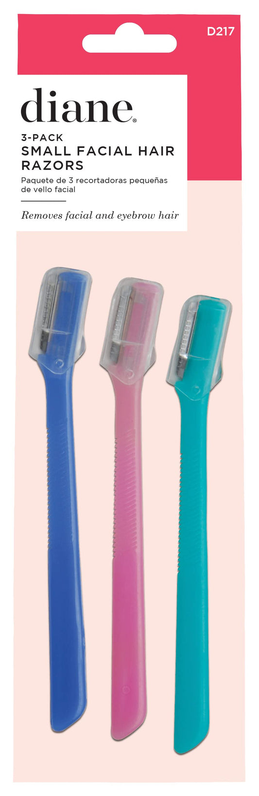 Diane Small Eyebrow Facial Hair Shaper Trimmer, Dermaplaning Razor - 3 Pack D217