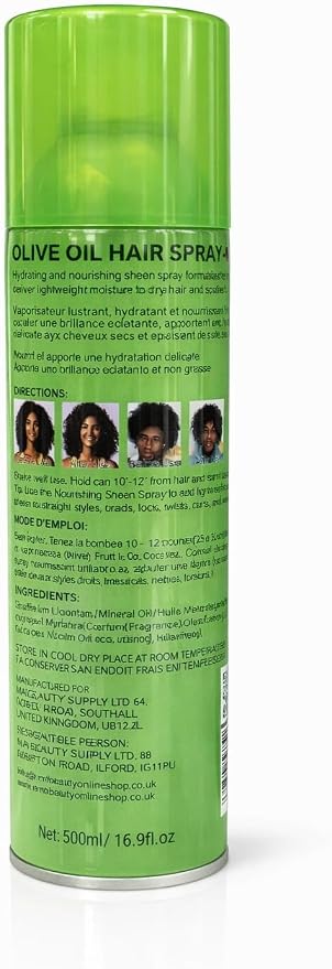 Walee Olive Oil Hair Spray with Coconut Oil, Strong Hold Styling Spray 500ml