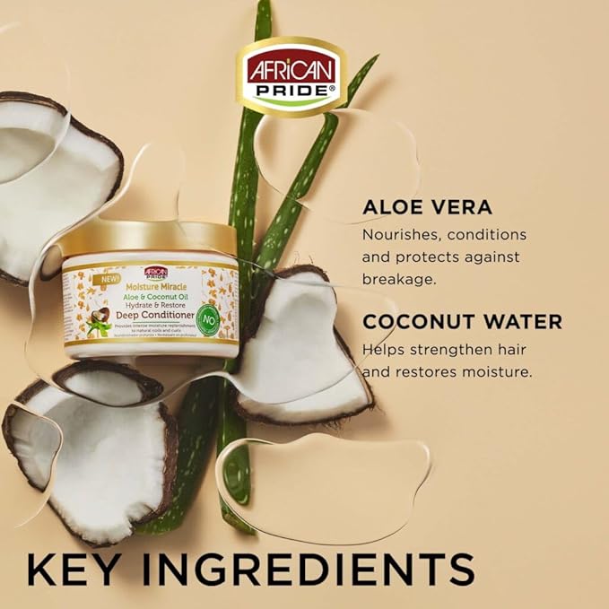 African Pride Moisture Miracle Aloe Coconut Oil Deep Conditioner 12Oz