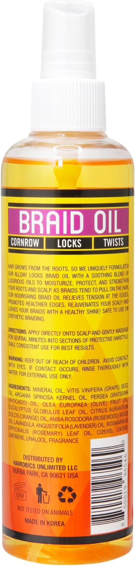 AllDay Locks Braid Oil Soothes, Moisturizes Dry & Itchy Scalp 8 oz