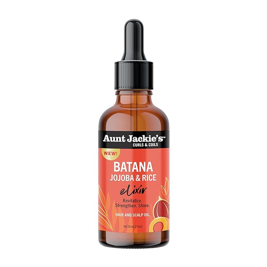 Aunt Jackie's Curls & Coils Batana, Jojoba & Rice Elixir Hair and Scalp Oil 2 oz