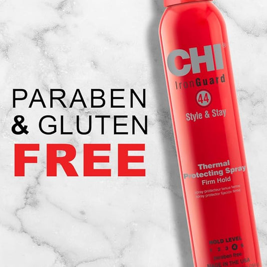CHI 44 Iron Guard Style & Stay Firm Hold Protecting Spray, Heat Protectant & Hairspray 10oz