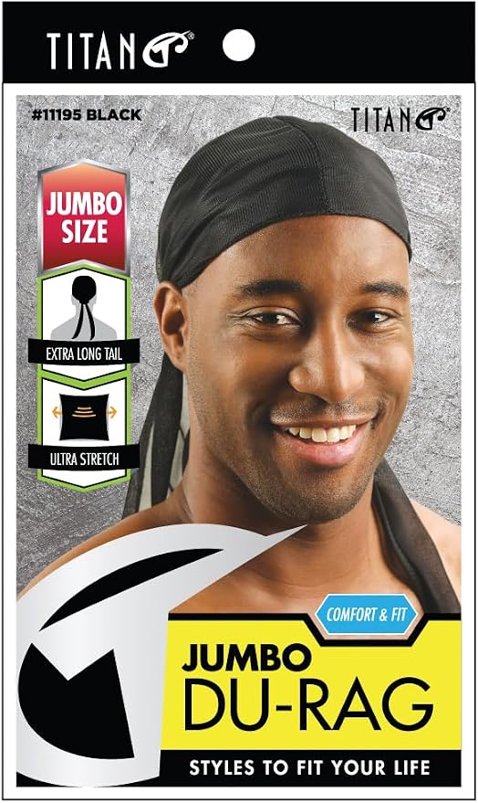 Titan Jumbo Durag  Extra Long Tails & Ultra-Stretch Durag