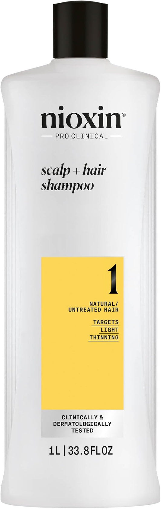 Nioxin System 1 - Hair Thickening System For Natural Hair with Light Thinning Shampoo 1L