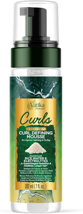 Vatika Naturals Curls AQUABOOST Curl Defining Mousse 207ml | CC Hair & Beauty UK