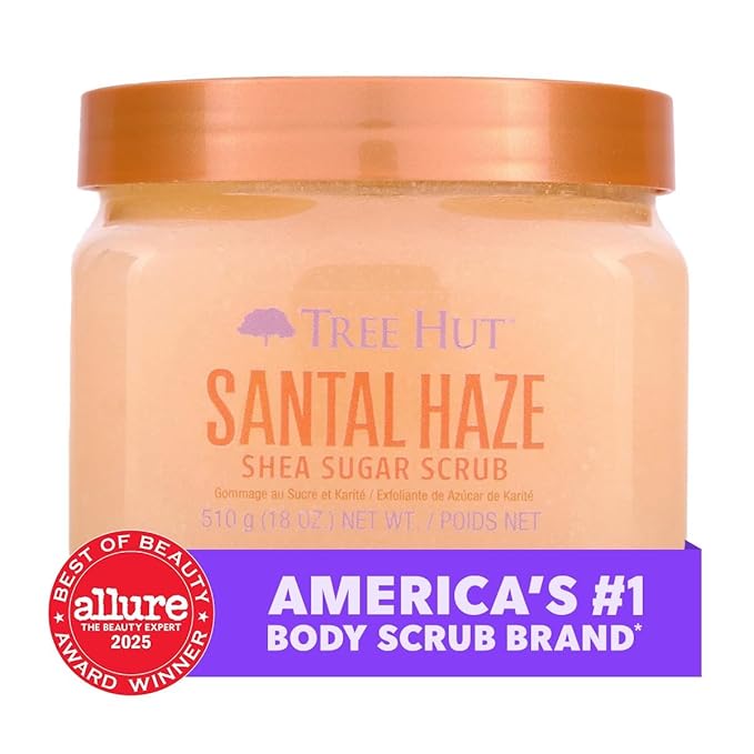 Tree Hut Santal Haze Body Scrub, Exfoliating & Hydrating Sugar Scrub 18Oz