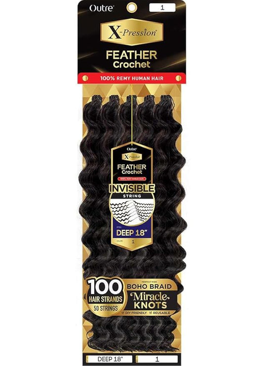 Outre X-Pression 100% Remy Human Feather Crochet Braid - Human Crochet Deep 18"
