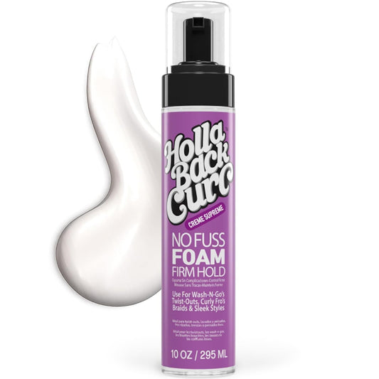 Holla Back Curl No Fuss Foam Firm Hold curl-defining mousse, 10oz pump bottle