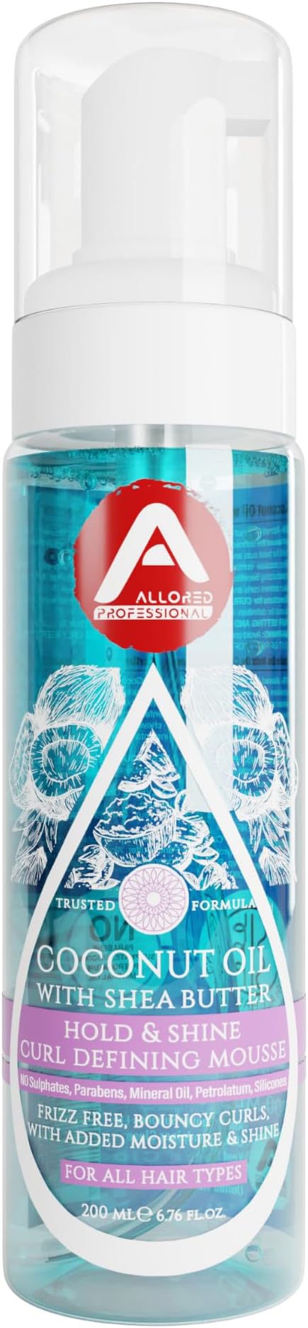 Allored Professional Curl Hair Mousse - Styling Foam with Coconut Oil & Shea Butter 200ml