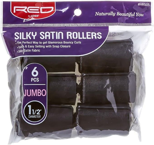 Red Silky Satin Roller Jumbo 1 1/2' 6Pcs