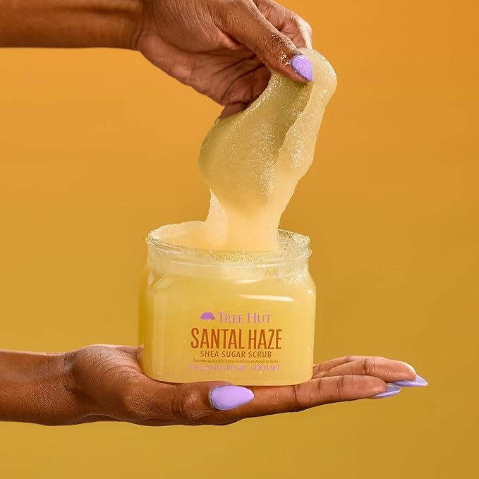 Tree Hut Santal Haze Body Scrub, Exfoliating & Hydrating Sugar Scrub 18Oz