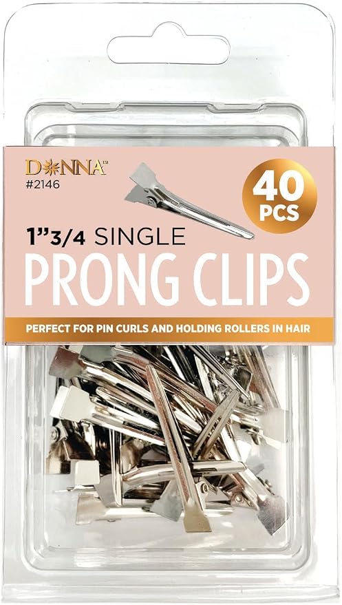 DONNA Hair Single Prong Clips 1" 3/4 40pcs Rustproof Metal Curl Clips