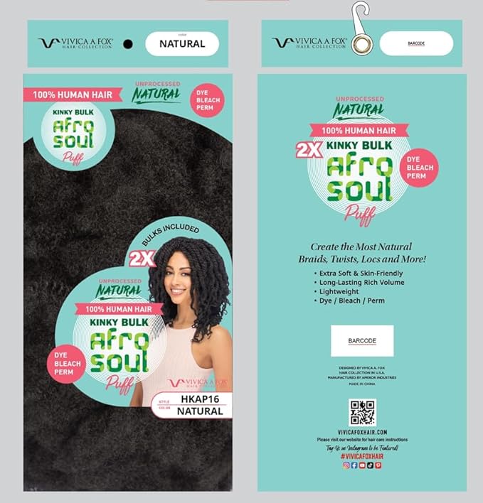 Vivica A Fox HKAP, Human Hair Afro Puff Curl Kinky Bulk