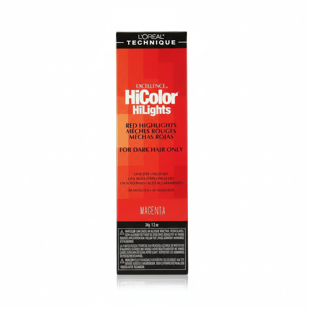 L'Oreal Technique HiColor Highlights packaging for dark hair with red highlights.