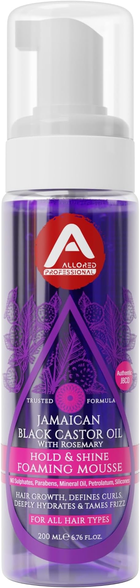 Allored Professional Jamaican Black Styling Foam Mousse with Castor Oil & Rosemary 200ml | CC Hair & Beauty UK