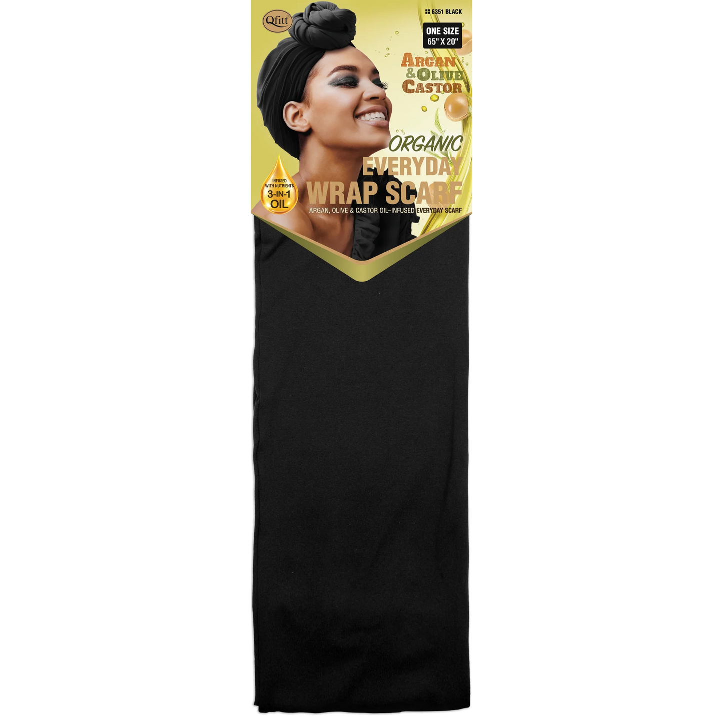 Qfit 6351 Argan & Olive Castor Organic Everyday Wrap Scarf 6351 Black
