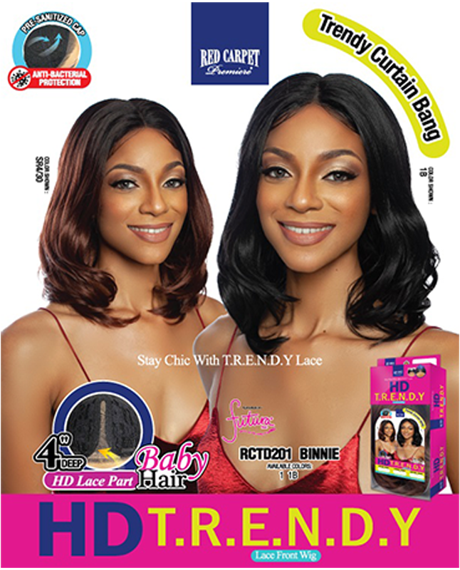 Red Carpet HD 5 Trendy Lace Front Futura Wig Binnie - synthetic hair