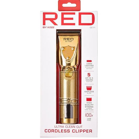 RED by Kiss Ultra Clean Cut Cordless Clipper High Quality ,Carbon Steel Blade