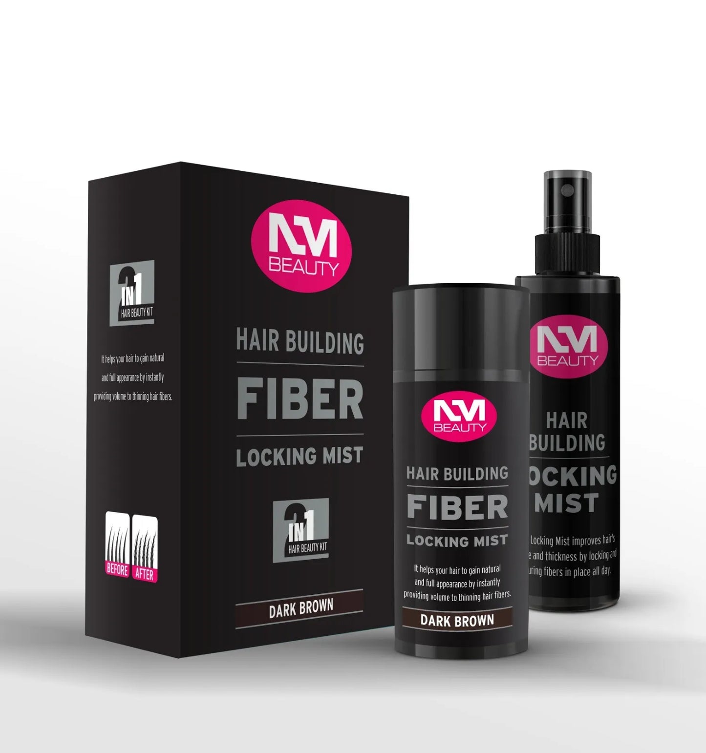 NM BEAUTY HAIR BUILDING FIBER WITH LOCKING MIST SPRAY