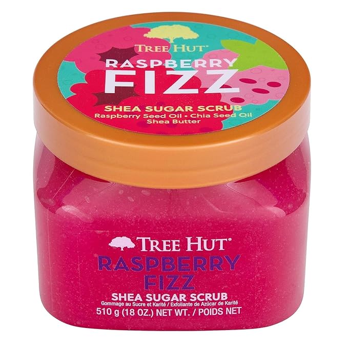 Tree Hut Raspberry Fizz Body Scrub, Exfoliating & Hydrating Sugar Scrub 18Oz