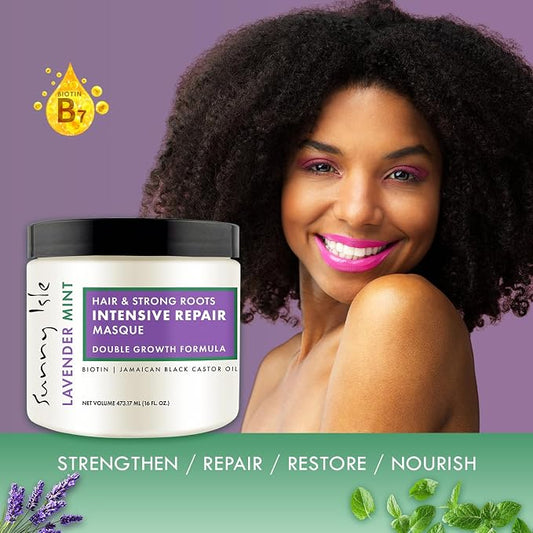 Sunny Isle Lavender Mint Hair & Strong Roots Intensive Repair Masque 16 oz
