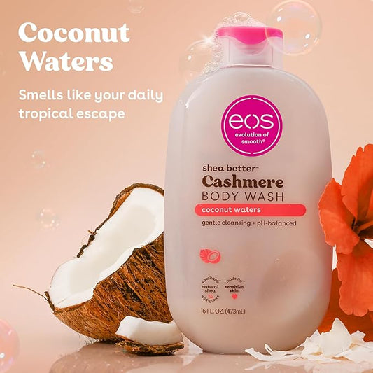 eos Shea Butter Cashmere Body Wash Coconut Waters, Moisturizing Body Wash 16Oz