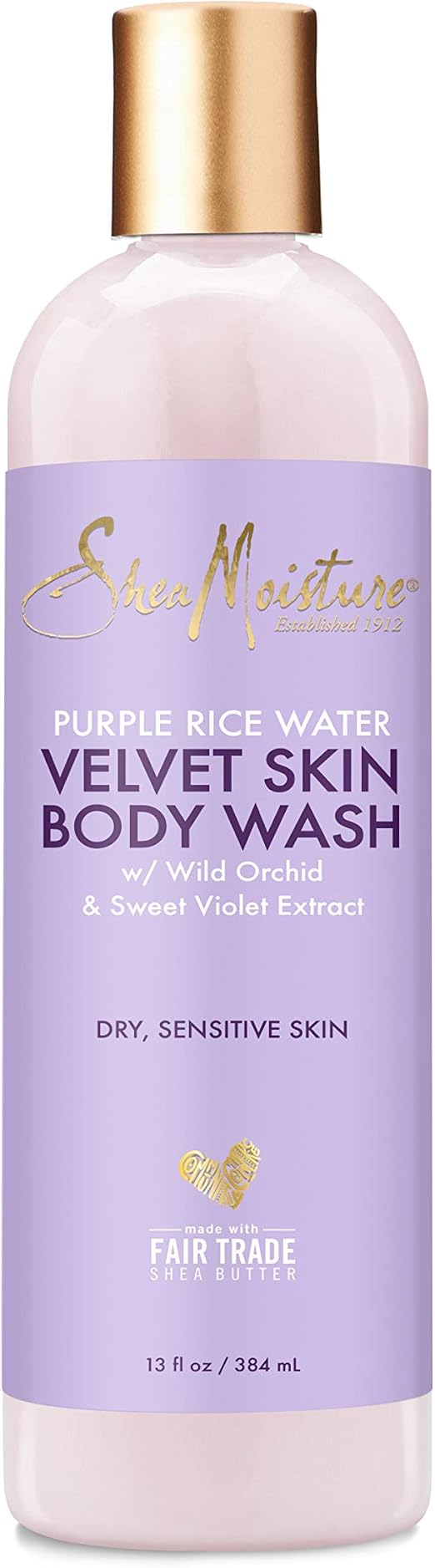 SheaMoisture Velvet Skin Body Wash for Dry Skin Purple Rice Water with Shea Butter 13 oz