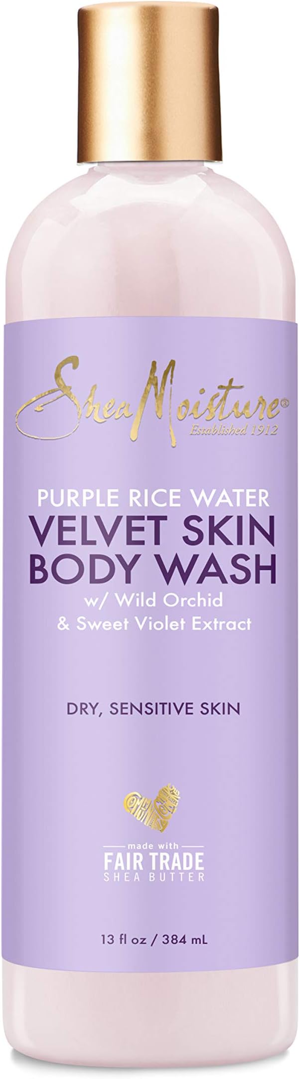 SheaMoisture Velvet Skin Body Wash for Dry Skin Purple Rice Water with Shea Butter 13 oz
