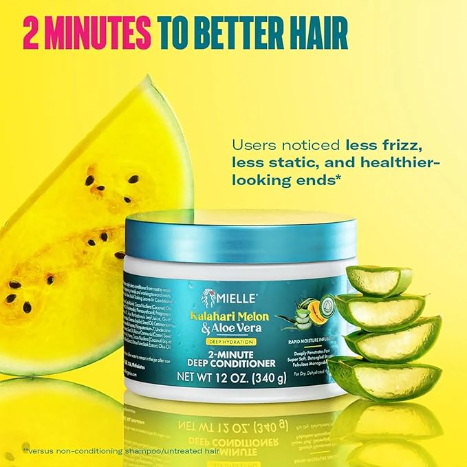 Mielle Organics 2-Minute Deep Conditioner Kalahari Melon & Aloe Vera Moisturizing Conditioner 12oz