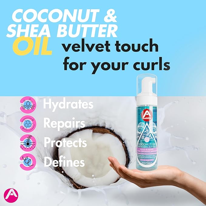 Allored Professional Curl Hair Mousse - Styling Foam with Coconut Oil & Shea Butter 200ml