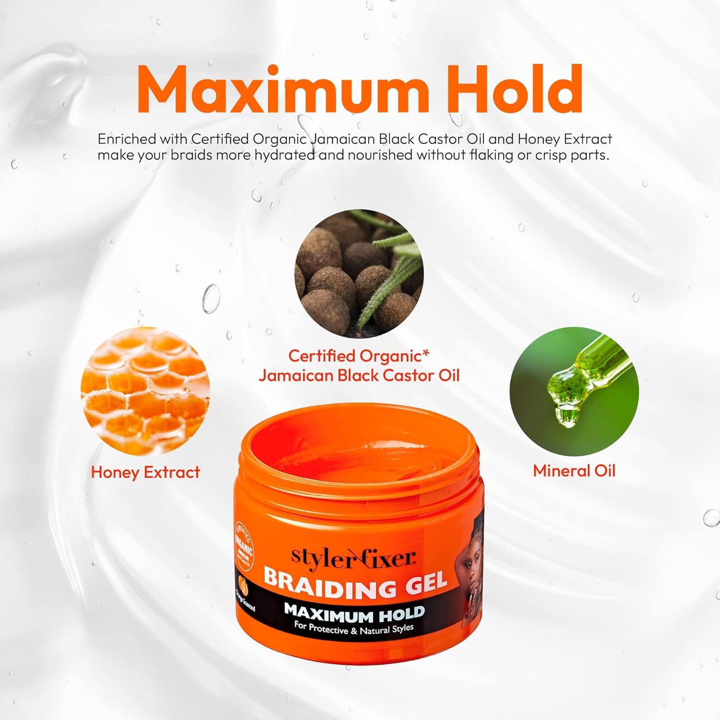 Red By Kiss Styler Fixer Braiding Gel 6oz Orange Scent