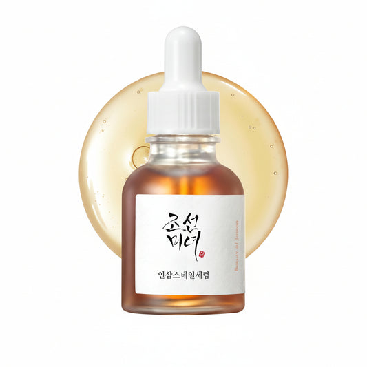 Skincare serum bottle with dropper on a white background