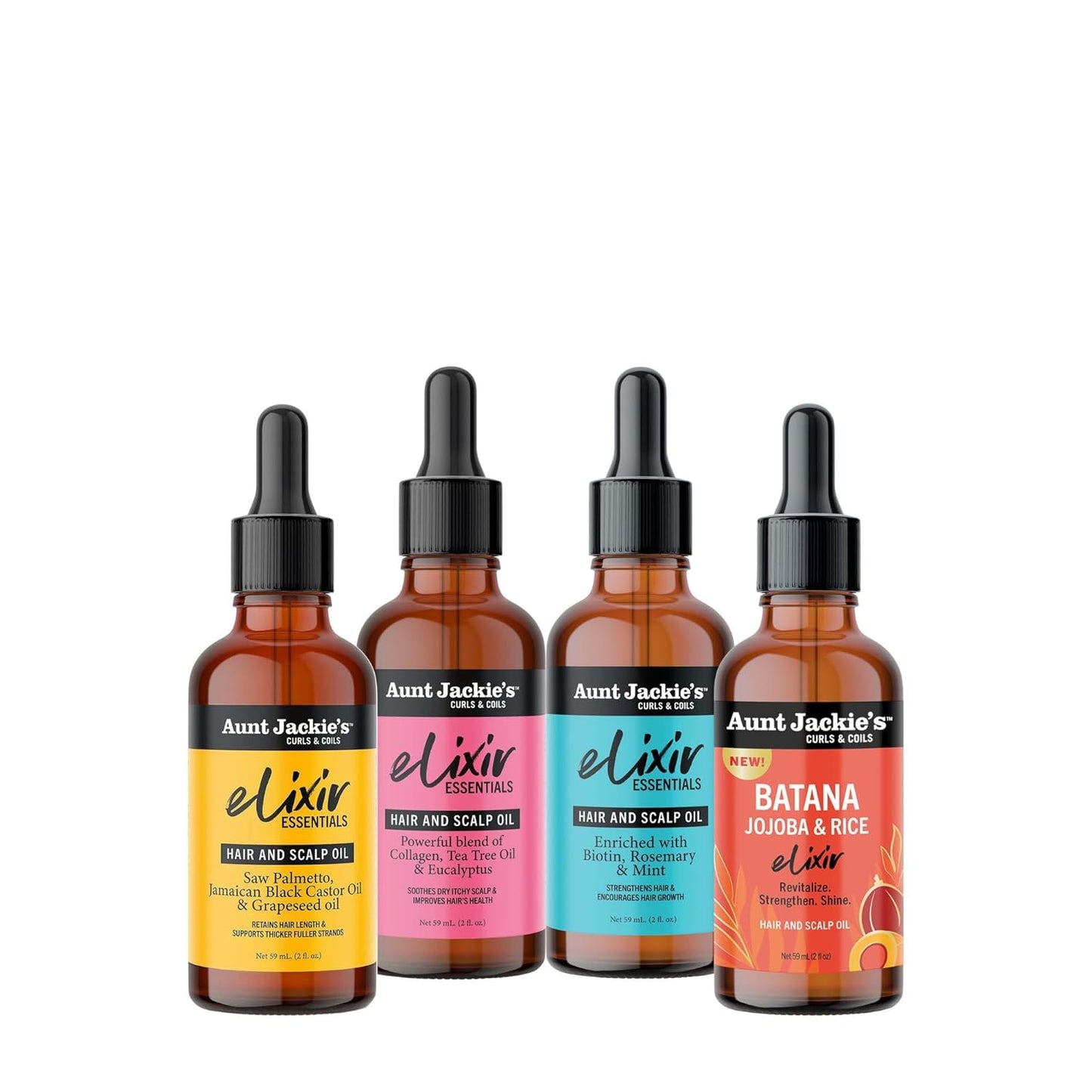 Aunt Jackie's Curls & Coils Batana, Jojoba & Rice Elixir Hair and Scalp Oil 2 oz