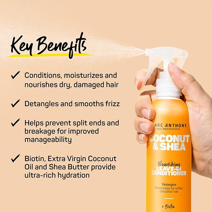 Marc Anthony Leave-In Conditioner Coconut Oil & Shea Butter Detangler Spray 8.4Oz
