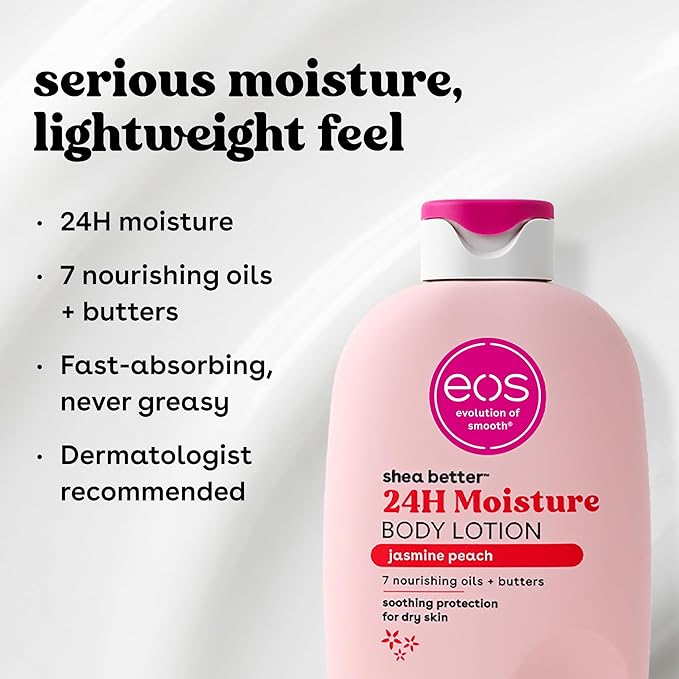 eos Shea Better Body Lotion Jasmine Peach, 24-Hour Moisture 16Oz