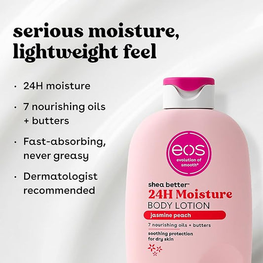 eos Shea Better Body Lotion Jasmine Peach, 24-Hour Moisture 16Oz