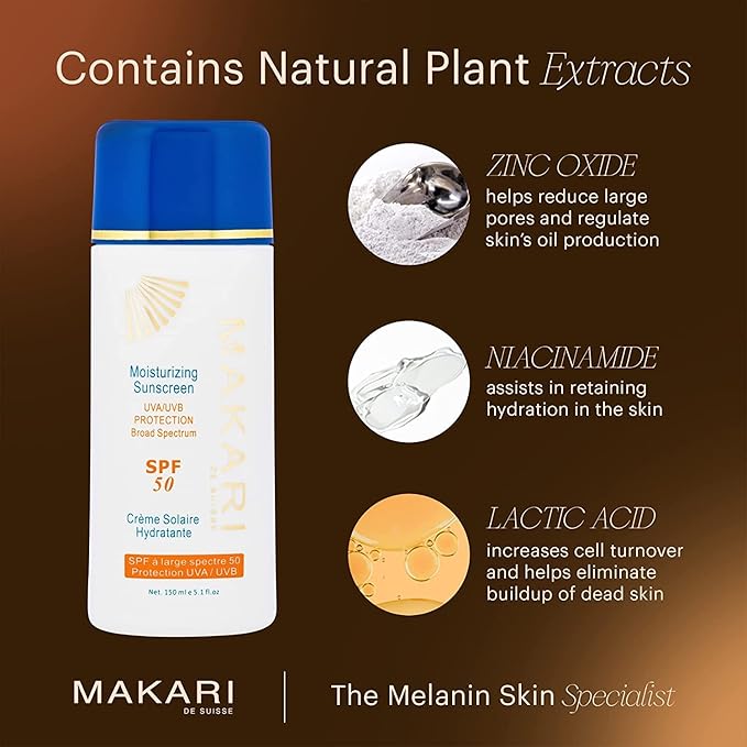 MAKARI Moisturizing Sunscreen Broad Spectrum SPF 50, 5.1 fl oz