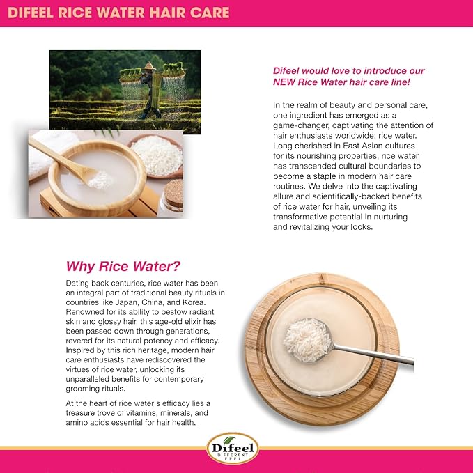 Difeel Rice Water Strengthening Sulfate Free Shampoo 12oz