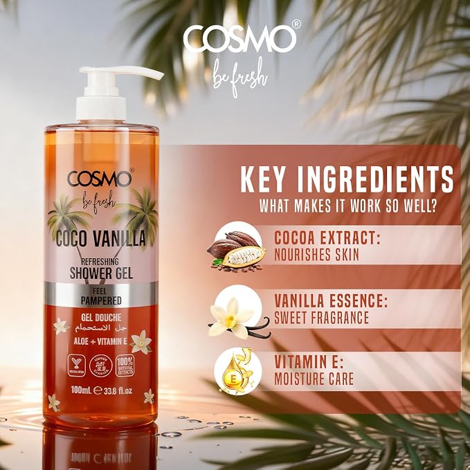 Cosmo Be Fresh Cocoa Vanilla Shower Gel with Aloe & Vitamin E 1000ml