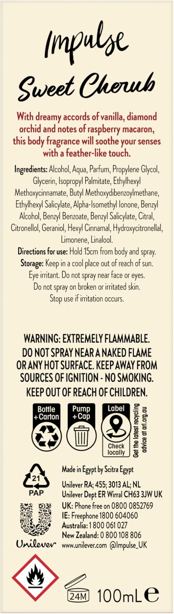 Impulse Sweet Cherub Orchid & Vanilla Body Mist 100ml