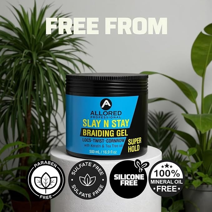 Allored Professional Slay N Stay Braiding Gel Super Hold with Keratin 500ml