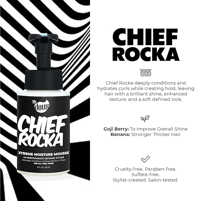 The Doux Chief Rocka Xtreme Moisture Mousse for Curly Hair 8Oz - available online | CC Hair & Beauty UK