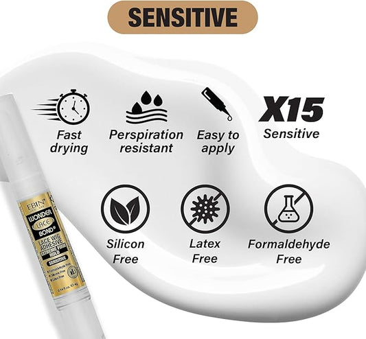 Ebin New York Wonder Lace Bond Silicone Pen Type Sensitive Extreme Firm Hold 4g
