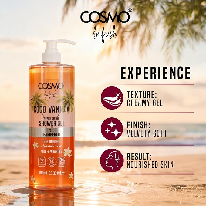 Cosmo Be Fresh Cocoa Vanilla Shower Gel with Aloe & Vitamin E 1000ml