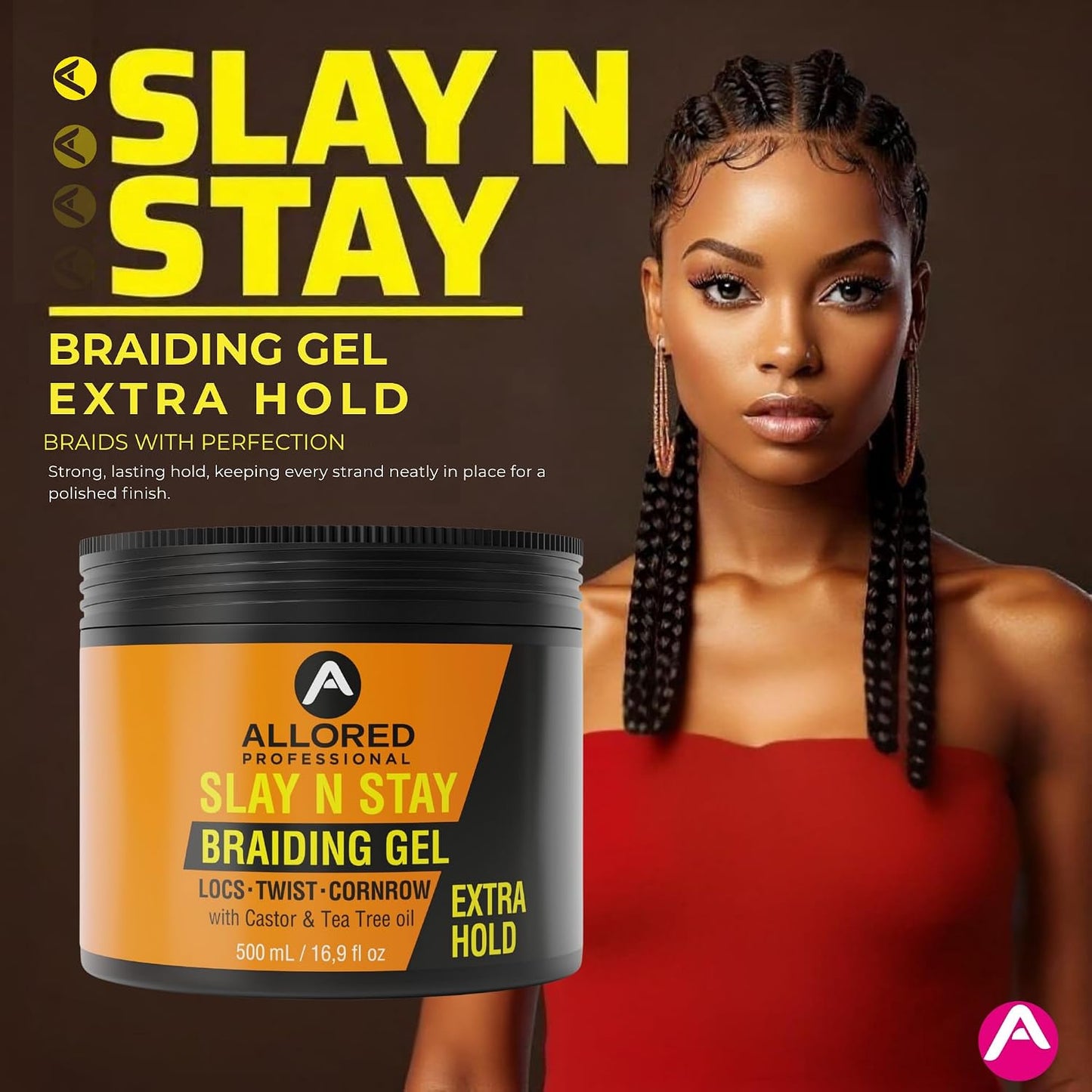 Allored Professional Slay N Stay Lock N Twist Gel Firm Hold With Castor & Tea Tree Oil 500ml