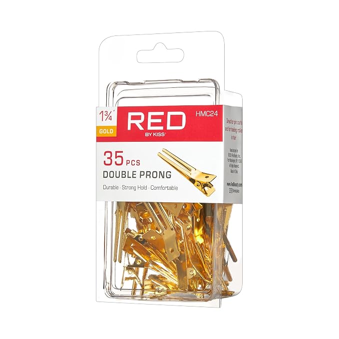 Red by Kiss Gold Metal Hair Clips, Durable Sturdy Hold Styling & Curl Setting 70 Ble Prong